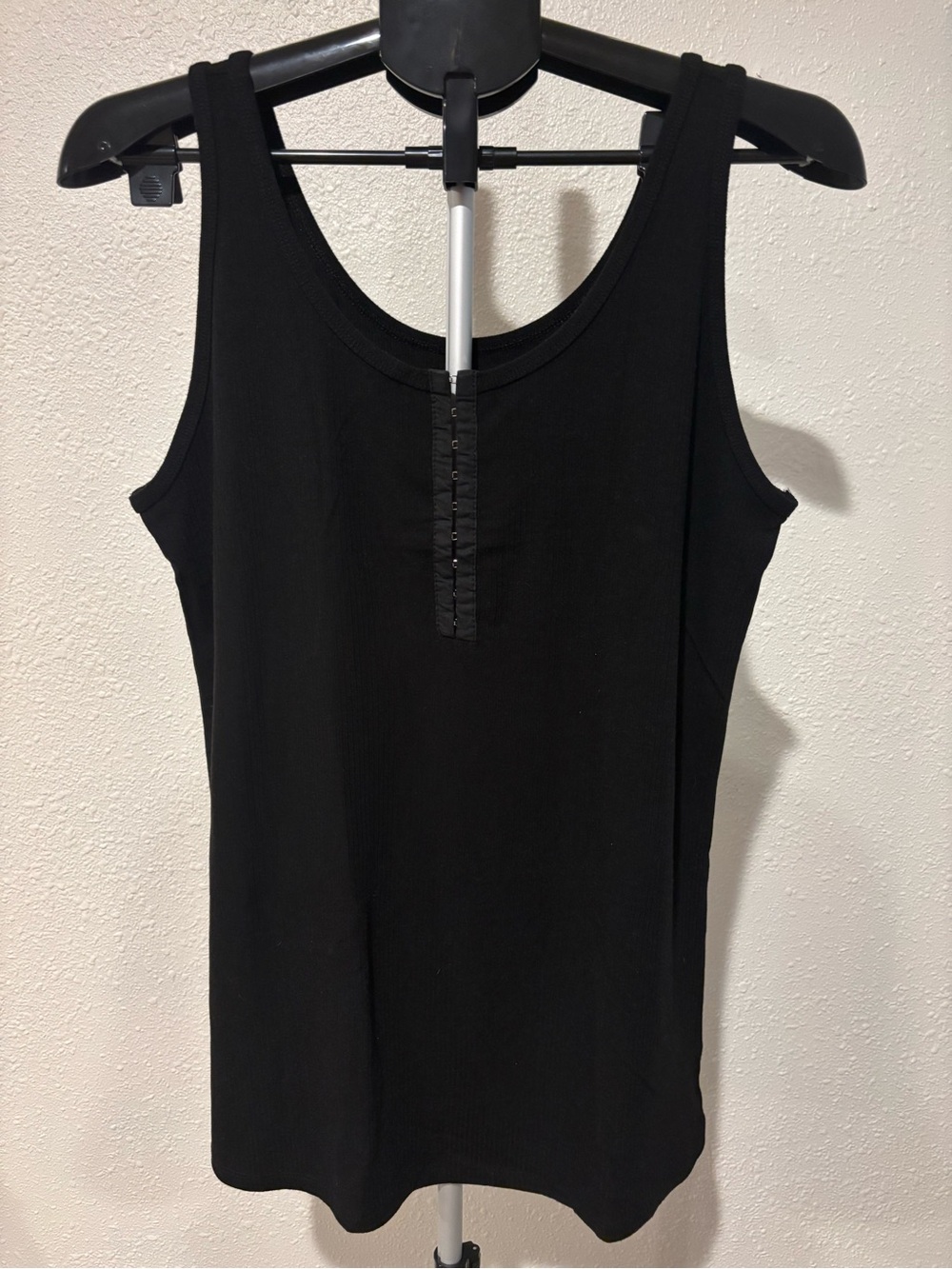 torrid Black Ribbed Tank with Front Hook Closure